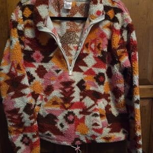 No Boundaries Red and Orange Fleece Pullover